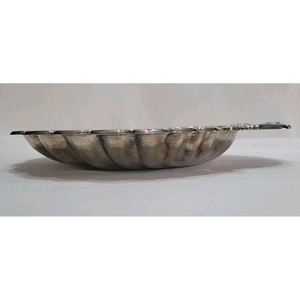 VTG Large Elegance E.P. Steel Clam Shell Serving Dish Tray - Ornate Floral 14